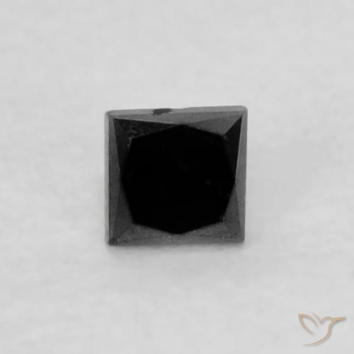 0.06 ct Black Diamond Stone, Natural Diamond in Princess-Cut Shape for Sale