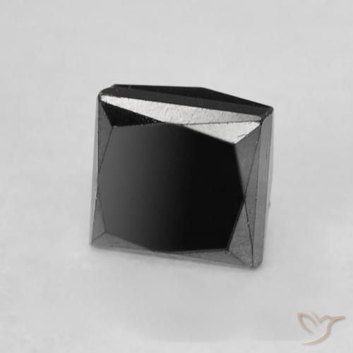 0.42 ct Black Diamond Stone, Natural Diamond in Princess-Cut Shape for Sale