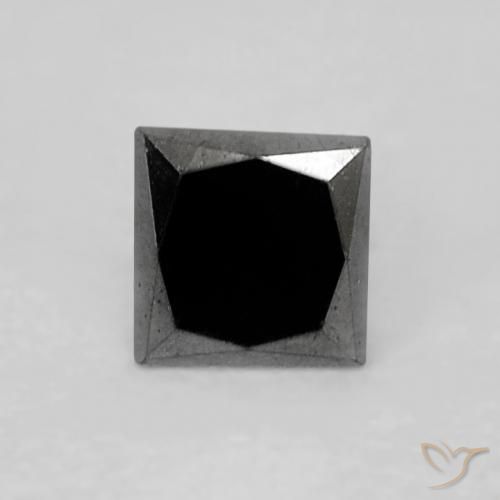 0.16 ct Black Diamond Stone, Natural Diamond in Princess-Cut Shape for Sale