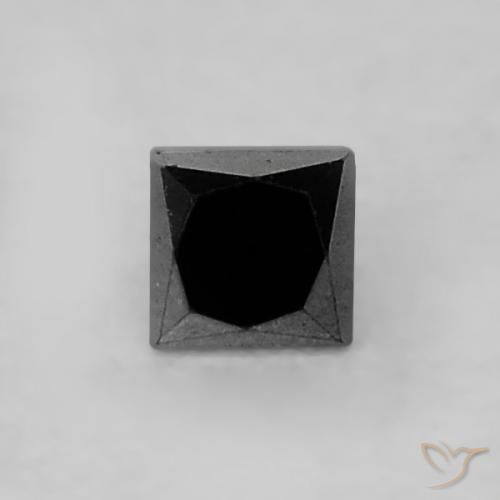 0.07 ct Black Diamond Stone, Natural Diamond in Princess-Cut Shape for Sale