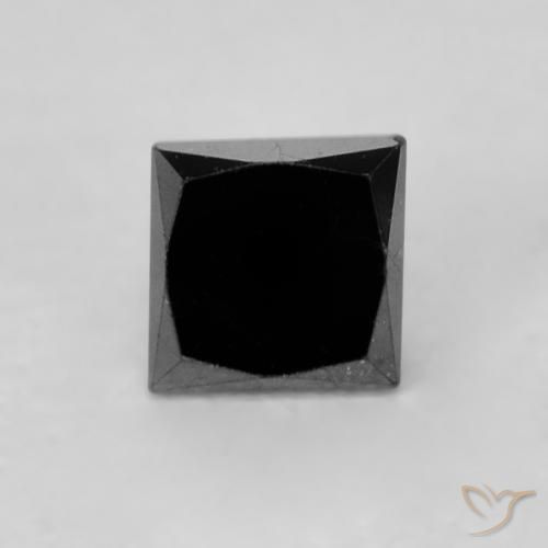 0.32 ct Black Diamond Gemstone, Diamond Gem in Princess-Cut Shape for Sale.