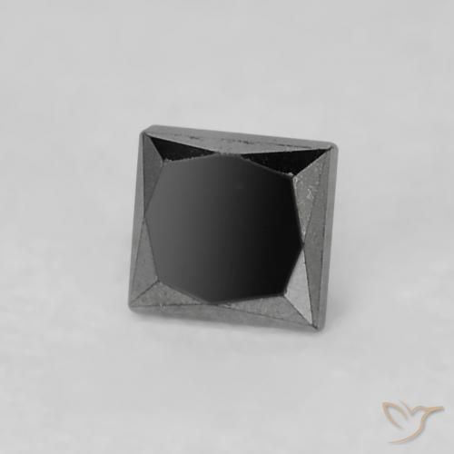 0.16 ct Black Diamond Stone, Natural Diamond in Princess-Cut Shape for Sale