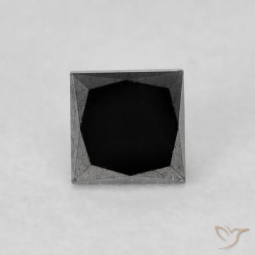 0.27 ct Black Diamond Stone, Natural Diamond in Princess-Cut Shape for Sale