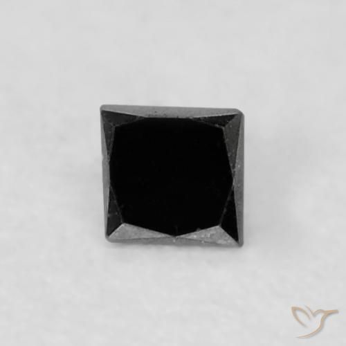 0.04 ct Black Diamond Stone, Natural Diamond in Princess-Cut Shape for Sale