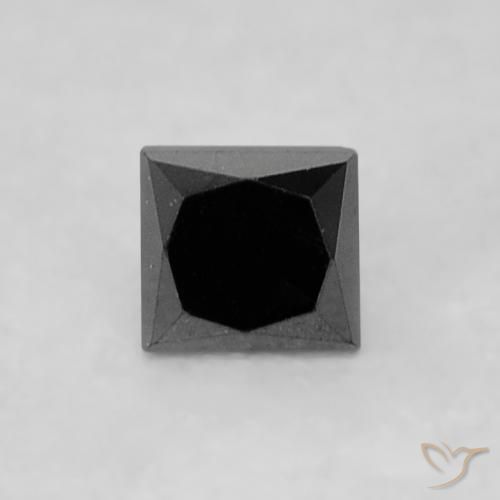 0.14 ct Black Diamond Stone, Natural Diamond in Princess-Cut Shape for Sale