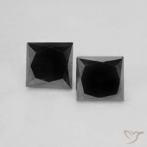 0.34 ct Black Diamond, 2.7 x 2.5 mm Princess Cut From India, Photo A