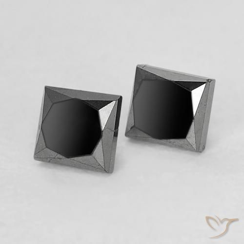 0.34 ctw Black Diamond Stones, Natural Diamond in Princess-Cut Shape for Sale