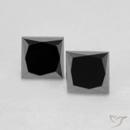 0.39 ct Black Diamond, 2.7 x 2.6 mm Princess Cut From India, Photo A
