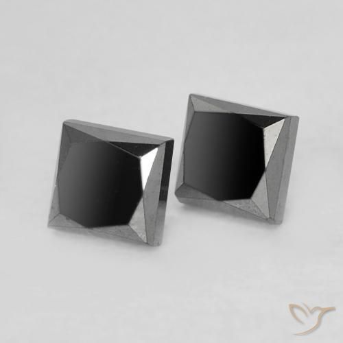 0.39 ctw Black Diamond Stones, Natural Diamond in Princess-Cut Shape for Sale
