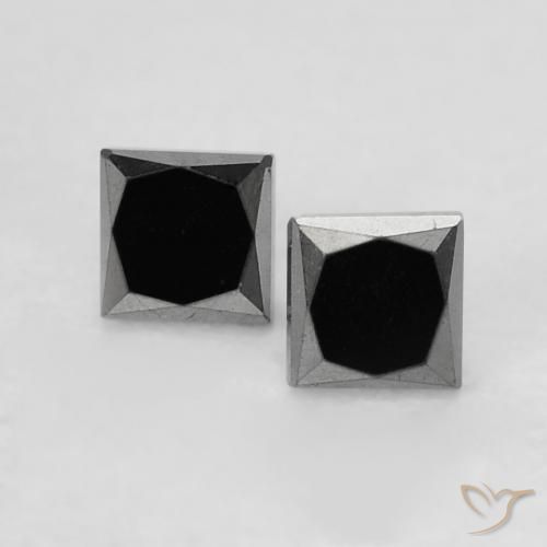 0.29ctw Natural Black Diamond, Square, Opaque