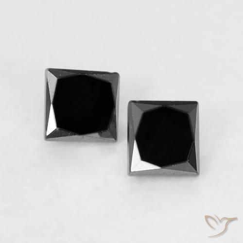 0.11ctw Natural Black Diamond, Square, Opaque