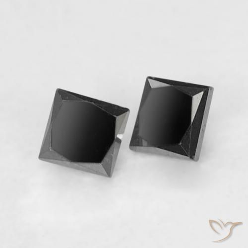 0.11 ctw Black Diamond Stones, Natural Diamond in Princess-Cut Shape for Sale