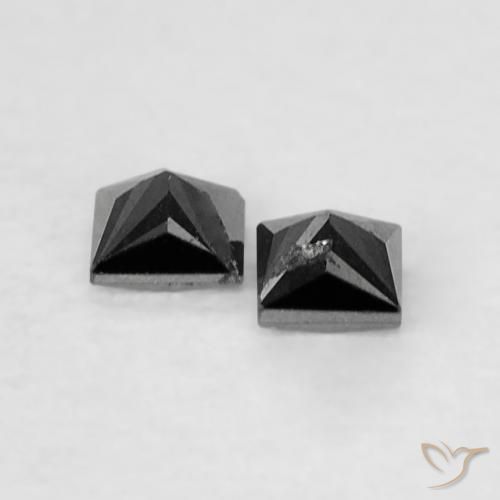 Diamond Gemstones in 2 x 2 mm (calibrated) Size for Sale, Diamond Stones in Black Color