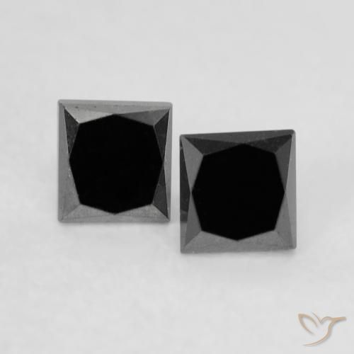 0.35ctw Natural Black Diamond, Square, Opaque