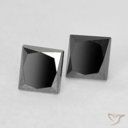0.35 ctw Black Diamond Stones, Natural Diamond in Princess-Cut Shape for Sale