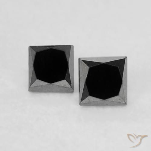 0.14 ct Black Diamond, 2 x 2 mm Princess Cut From India, Photo A