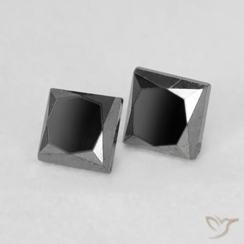 0.14 ctw Black Diamond Stones, Natural Diamond in Princess-Cut Shape for Sale
