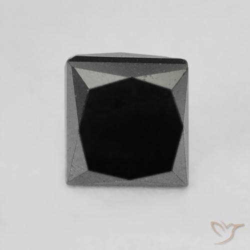 0.40ct Natural Black Diamond, Square, Opaque
