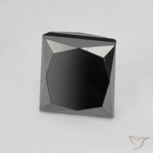 0.40 ct Black Diamond Stone, Natural Diamond in Princess-Cut Shape for Sale