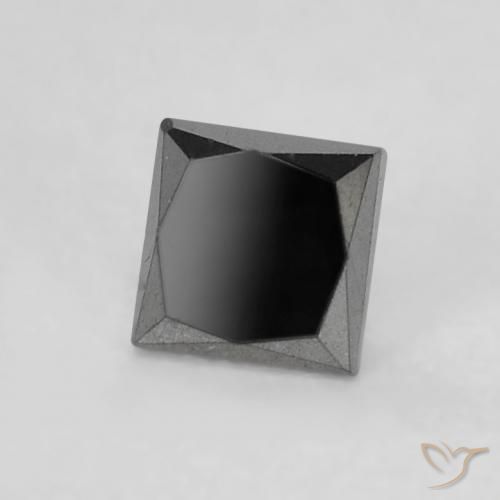 0.21 ct Black Diamond Stone, Natural Diamond in Princess-Cut Shape for Sale