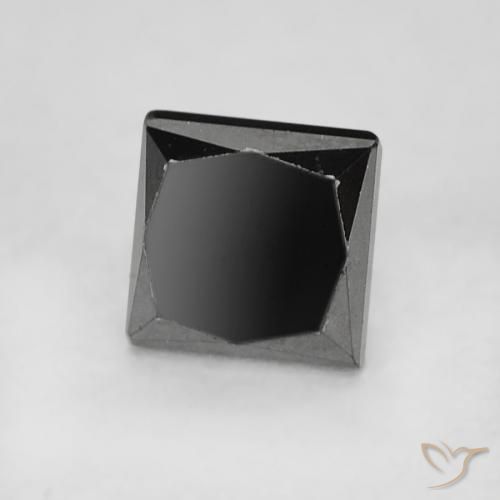 0.36 ct Black Diamond Stone, Natural Diamond in Princess-Cut Shape for Sale