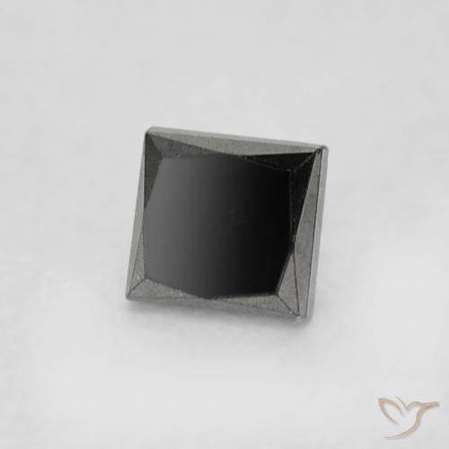 0.17 ct Black Diamond Stone, Natural Diamond in Princess-Cut Shape for Sale