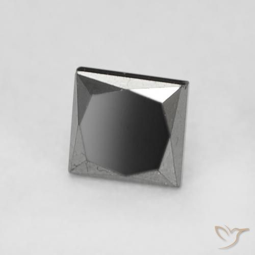 0.22 ct Black Diamond Stone, Natural Diamond in Princess-Cut Shape for Sale