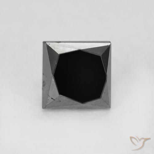 0.27 ct Black Diamond Stone, Natural Diamond in Princess-Cut Shape for Sale