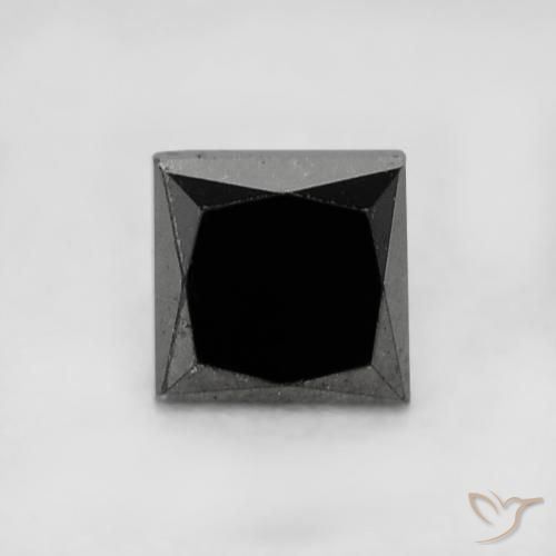 0.35ct Natural Black Diamond, Square, Opaque