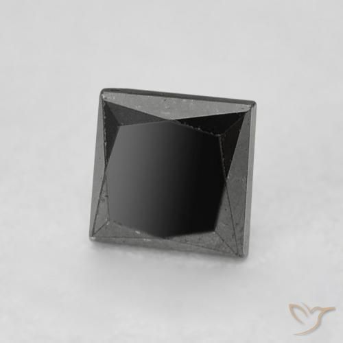 0.35 ct Black Diamond Stone, Natural Diamond in Princess-Cut Shape for Sale