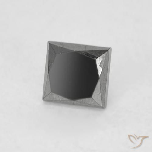 0.14 ct Black Diamond Stone, Natural Diamond in Princess-Cut Shape for Sale