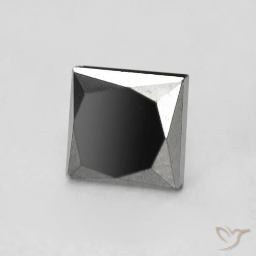 0.34 ct Black Diamond Stone, Natural Diamond in Princess-Cut Shape for Sale