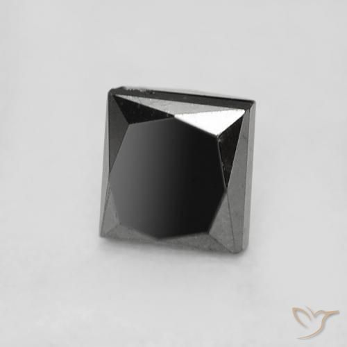 0.30 ct Black Diamond Stone, Natural Diamond in Princess-Cut Shape for Sale