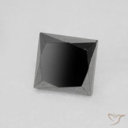0.19 ct Black Diamond Stone, Natural Diamond in Princess-Cut Shape for Sale