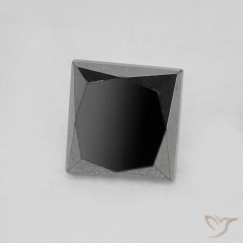 0.22 ct Black Diamond Stone, Natural Diamond in Princess-Cut Shape for Sale