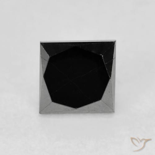 0.68 ct Black Diamond Stone, Natural Diamond in Princess-Cut Shape for Sale