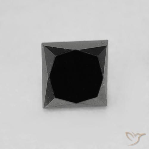 2,6 x 2,7mm quadratischer schwarzer Diamant aus Indien, Gewicht 0,15 ct, 1 Stück Diamant - Farbe: Schwarz, natürlicher Edelstein in Opaque Reinheit, Mohs-Härte von 10 - 10 Geeignet für den täglichen Gebrauch im Schmuck, Photo A