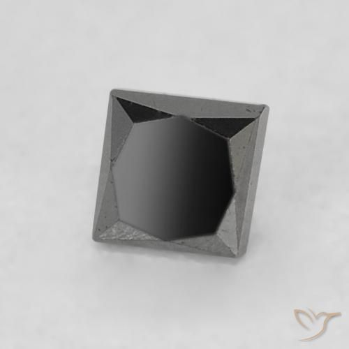 0.15 ct Black Diamond Stone, Natural Diamond in Princess-Cut Shape for Sale