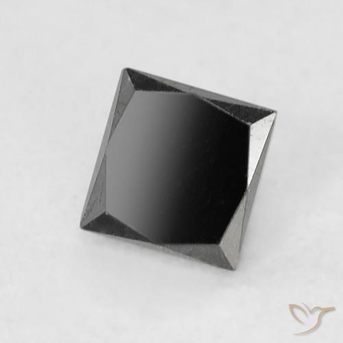 0.29 ct Black Diamond Stone, Natural Diamond in Princess-Cut Shape for Sale