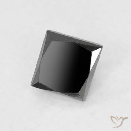 0.12 ct Black Diamond Stone, Natural Diamond in Princess-Cut Shape for Sale