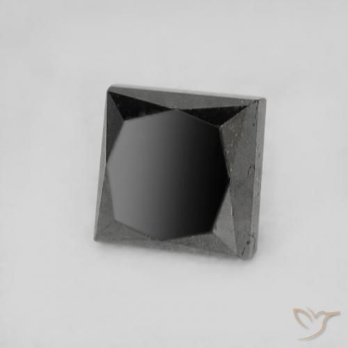 0.24 ct Black Diamond Stone, Natural Diamond in Princess-Cut Shape for Sale