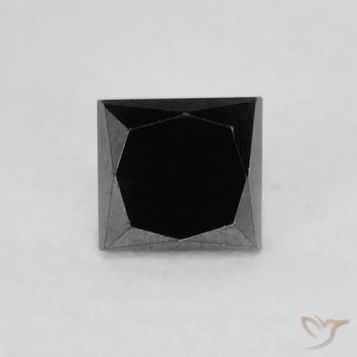 0.24 ct Black Diamond Stone, Natural Diamond in Princess-Cut Shape for Sale