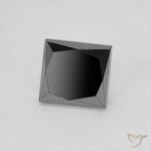 0.28 ct Black Diamond Stone, Natural Diamond in Princess-Cut Shape for Sale