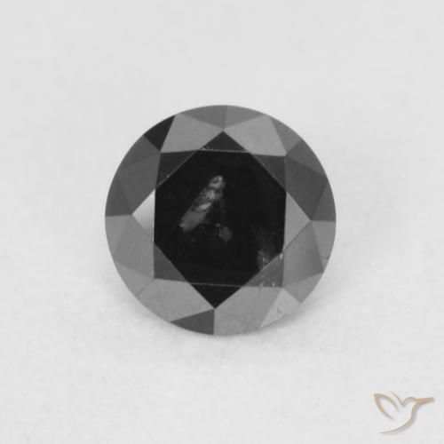 0,18 ct runder schwarzer Diamant aus Indien, Größe 3,4mm, natürlicher Edelstein, Opaque Reinheit, 1 Stück runder Diamant, Mohs-Härte von 10 - 10 Geeignet für den täglichen Gebrauch im Schmuck , Photo A