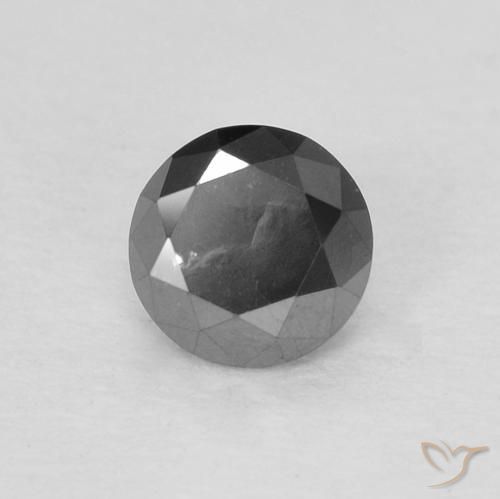 0.22 ct Black Diamond Stone, Natural Diamond in Diamond-Cut Shape for Sale