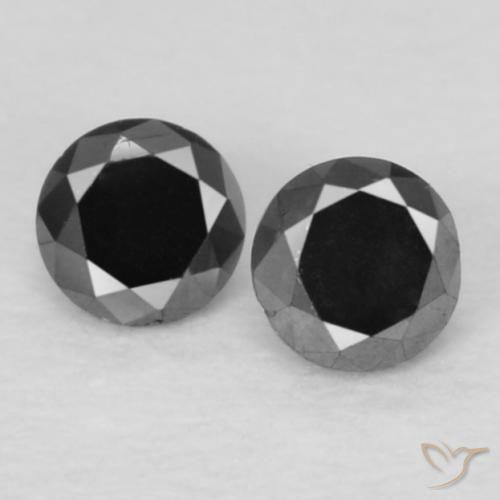 2 Stück/Paar Rund Diamant in Größe 2,1mm, Gewicht 0,11 ct gesamt / durchschnittl. 0,06 ct, Schwarz in Opaque Reinheit, Garantiert natürliche Edelsteine, Mohs-Härte 10 - 10 Geeignet für den täglichen Gebrauch im Schmuck, Photo A