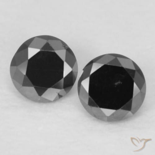 0.09 ctw Black Diamond Gemstones, Diamond Gems in Diamond-Cut Shape for Sale.