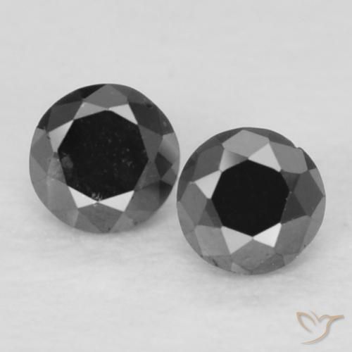 Coppia Diamante Rotondo abbinata 2,1mm - Peso 0,11 ct totali / media. 0,06 ct ciascuno, pietra preziosa naturale non trattati, colore Nero in purezza Opaque, durezza Mohs 10 - 10 adatto per gioielli da indossare ogni giorno, Photo A