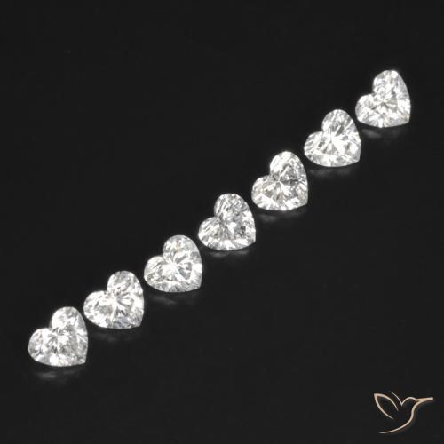 0.53 ctw White Diamond Stones, Natural Diamond in Heart Facet Shape for Sale