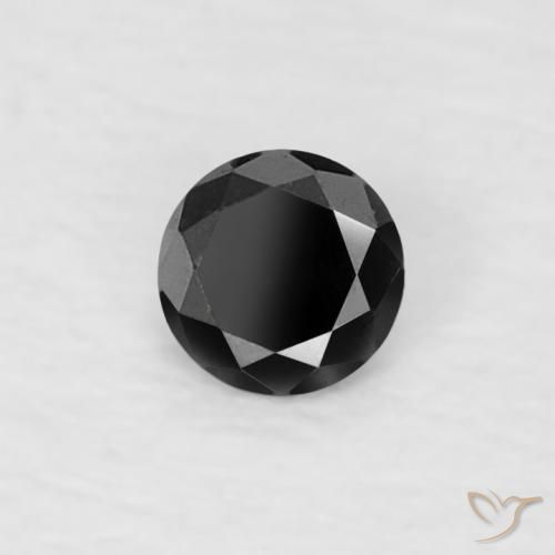 0.07 ct Black Diamond Stone, Natural Diamond in Diamond-Cut Shape for Sale